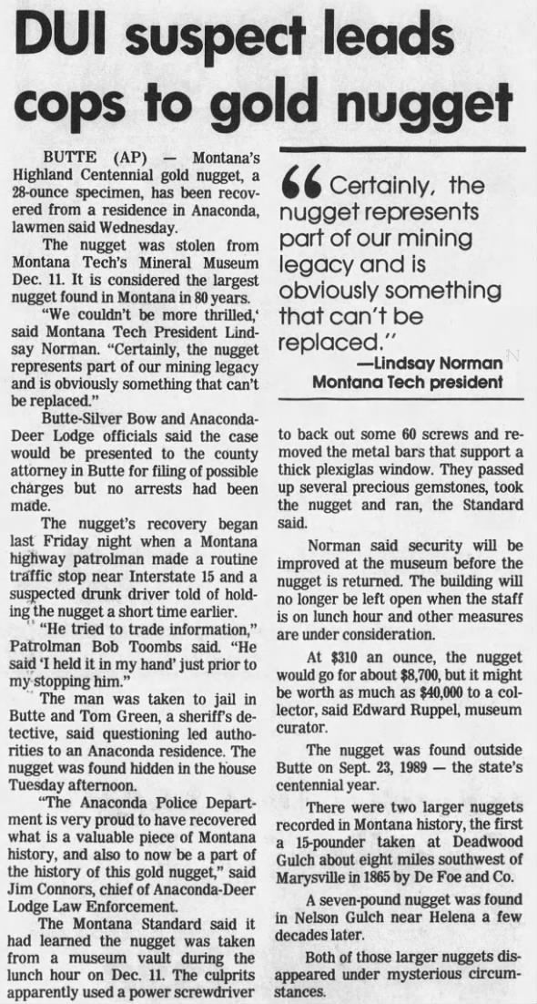 Clipping from The Billings Gazette